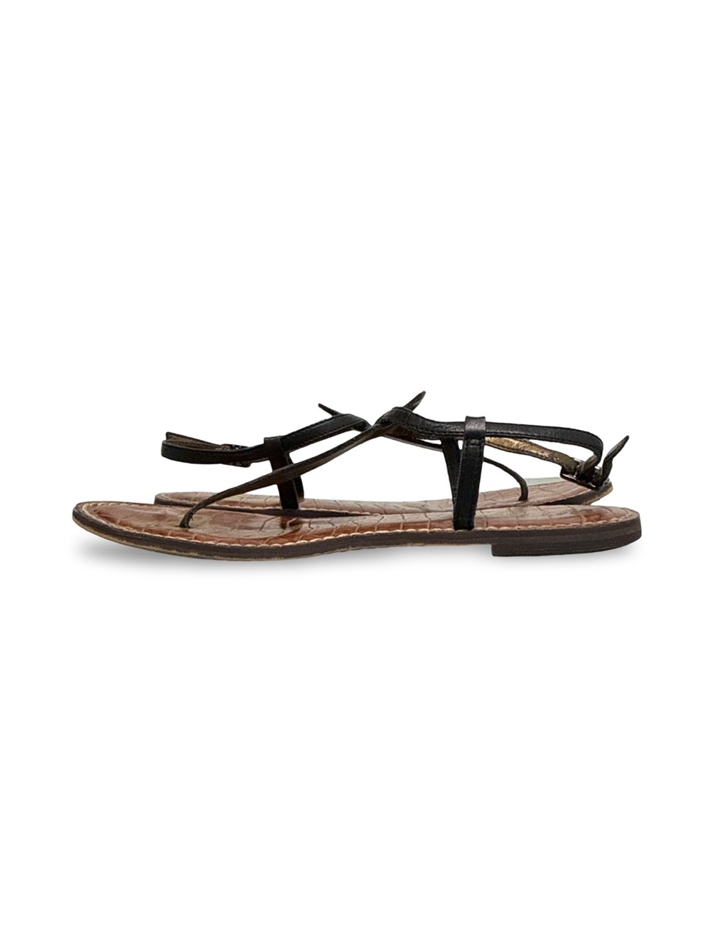 Sam Edelman GIGI Leather T-Strap Flat Sandals Women’s 7 Black - Picture 8 of 10